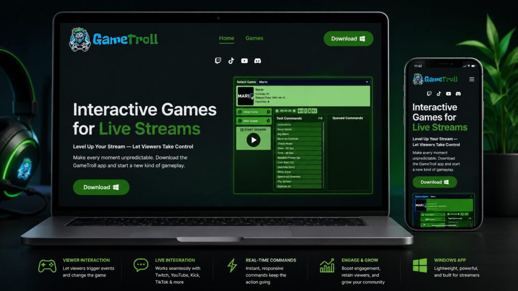 GameTroll custom WordPress website and software platform