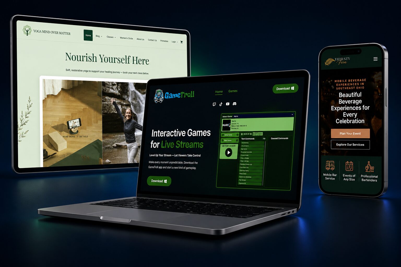 WordPress website design by Webernator shown on desktop, tablet, and mobile devices