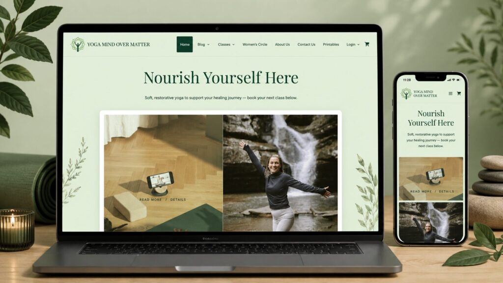Yoga Mind Over Matter WordPress website and booking platform